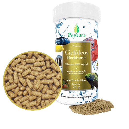 Ração Ciclideos Herbivoros 75g Poytara