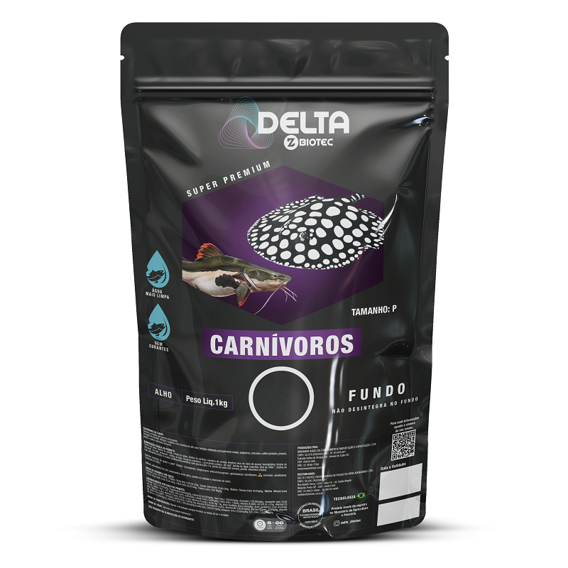 Ração Carnívoros de Fundo 1kg BAG P Delta Zbiotec