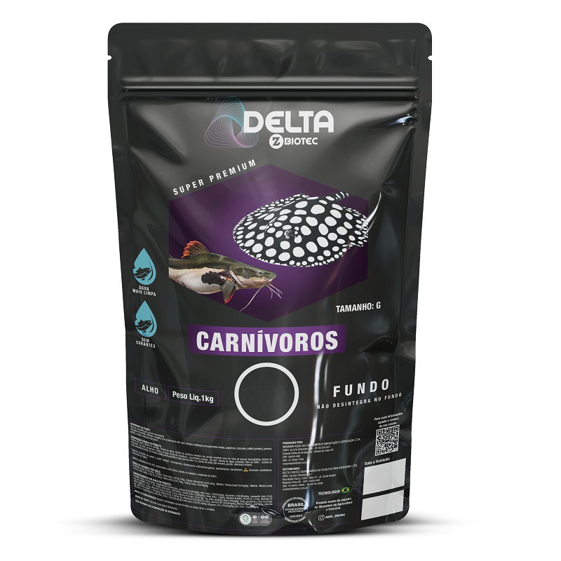 Ração Carnívoros de Fundo 1kg BAG G Delta Zbiotec